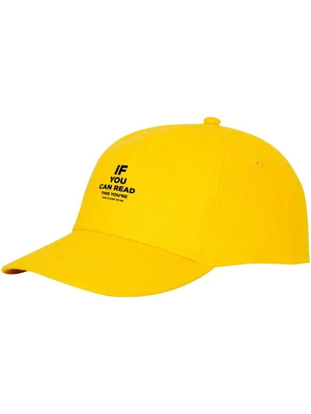 Casquette Feniks 5 panneaux en coton jaune personnalisable